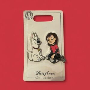 Disney Parks White Dog and Girl Enamel Pin - Red, Black, White